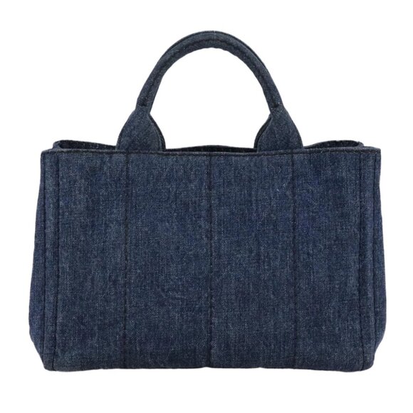 PRADA Canapa PM Hand Bag Denim Blue Gold Auth am7316V - Picture 4 of 15